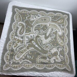 Express Limited Gray Tan Paisley Square Scarf Vintage Fringe 31” x 31"